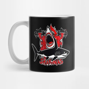 Merry Sharkmas, Santa Waving, Christmas, Santa Gift Mug